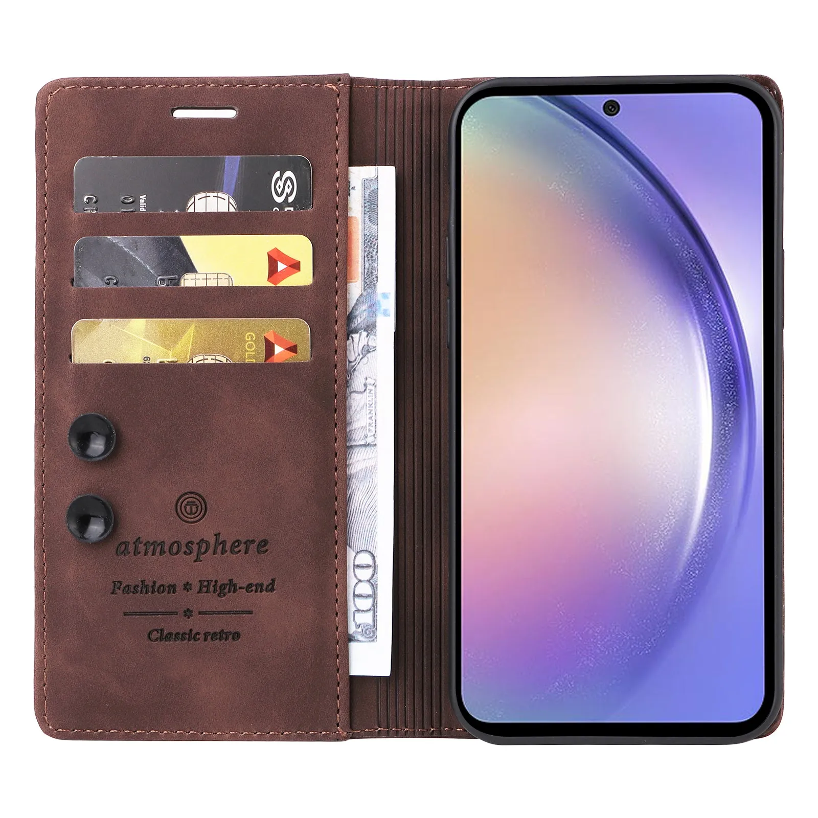 006 Series For Samsung Galaxy A54 5G Case Leather Wallet Phone Cover with Sucker Closure