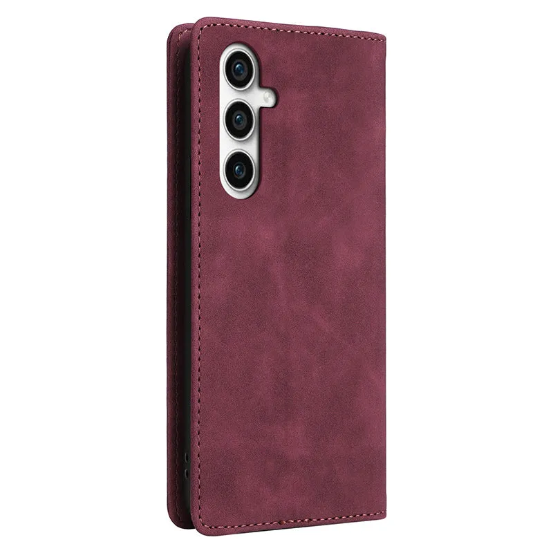 006 Series For Samsung Galaxy S23 FE Case Sucker Closure PU Leather Phone Stand Cover