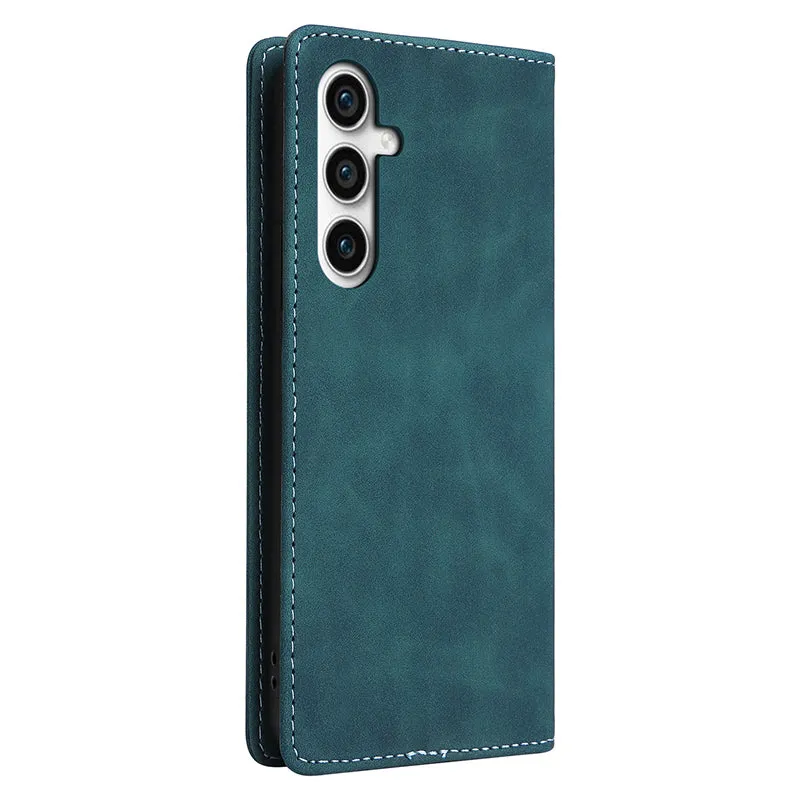 006 Series For Samsung Galaxy S23 FE Case Sucker Closure PU Leather Phone Stand Cover