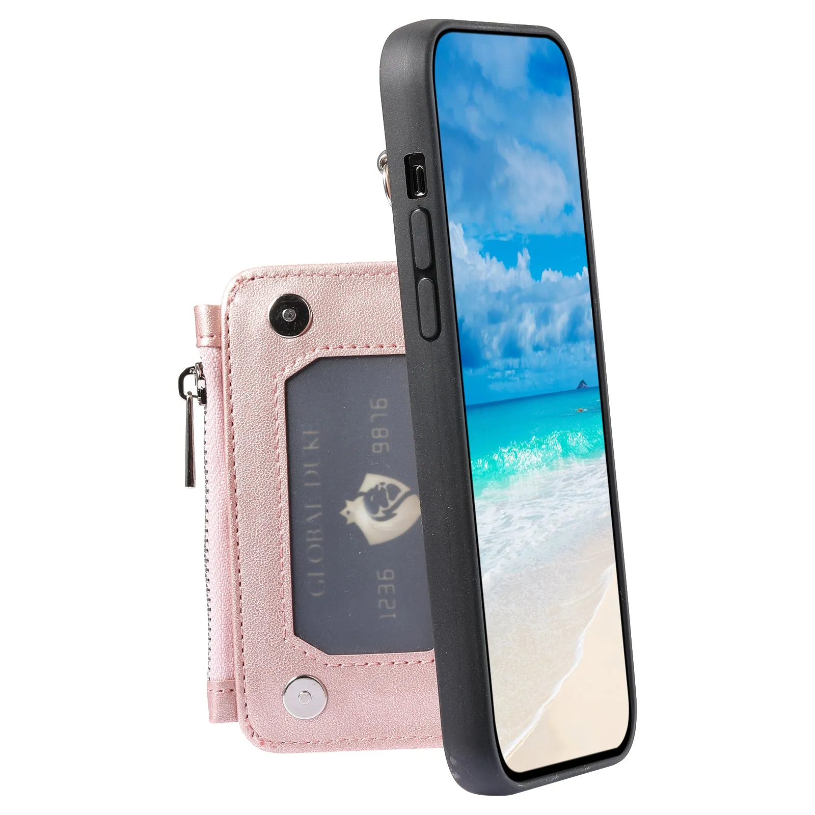 009 Shockproof Phone Case for Samsung Galaxy A53 5G , RFID Blocking PU TPU Cover Kickstand Zipper Wallet Shell with Strap