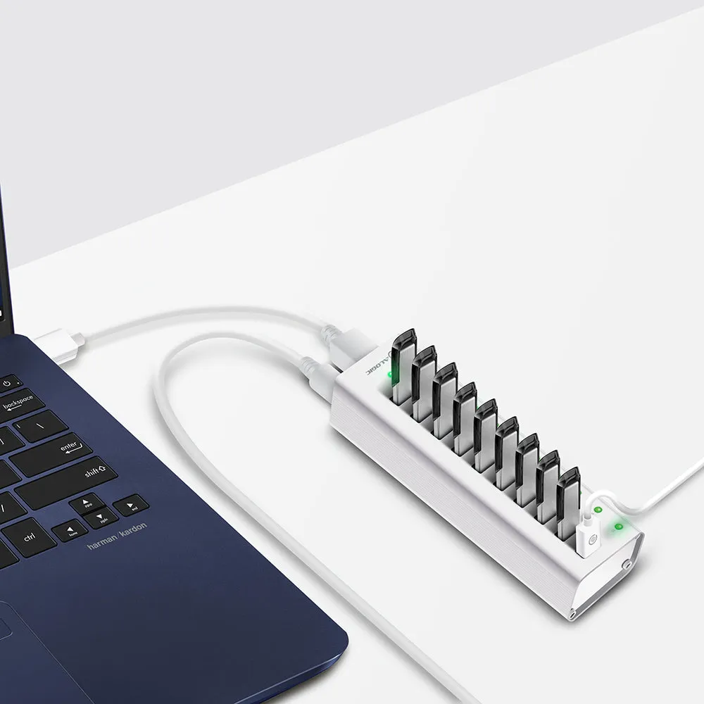 10 Port USB Hub with Charging - Aluminium Unibody with Power - Prime Series