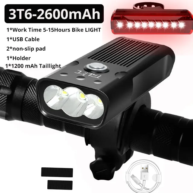 10000mAh USB Rechargeable 3000 Lumens LED Super Bright Bike Headlight