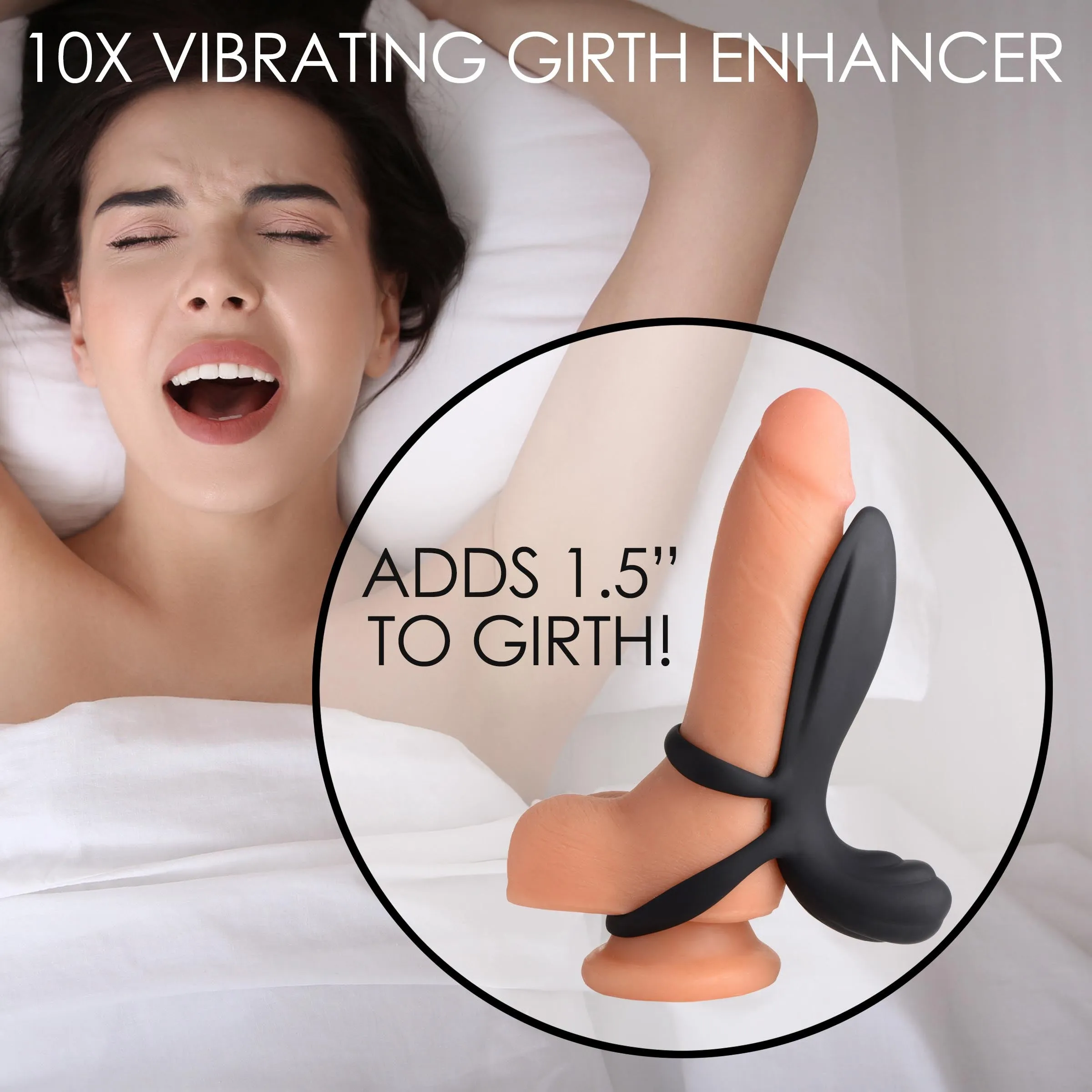 10x Silicone Vibrating Girth Enhancer With Remote Control