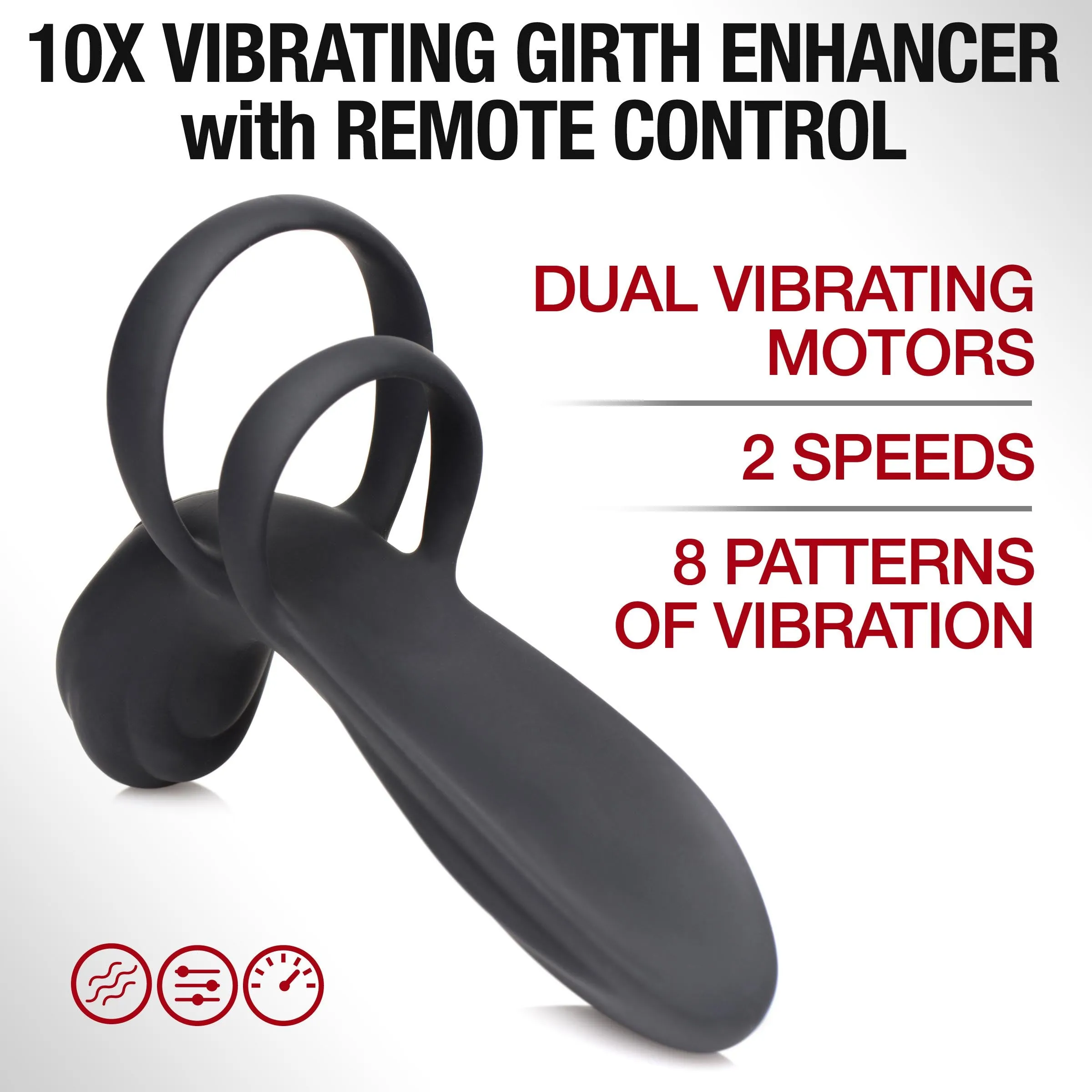 10x Silicone Vibrating Girth Enhancer With Remote Control