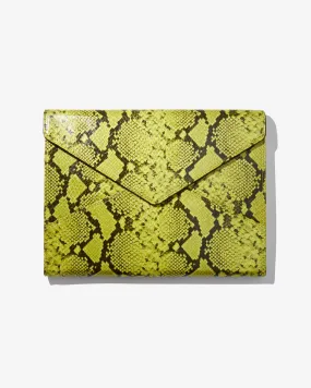 15" Laptop Clutch - Neon Green Python