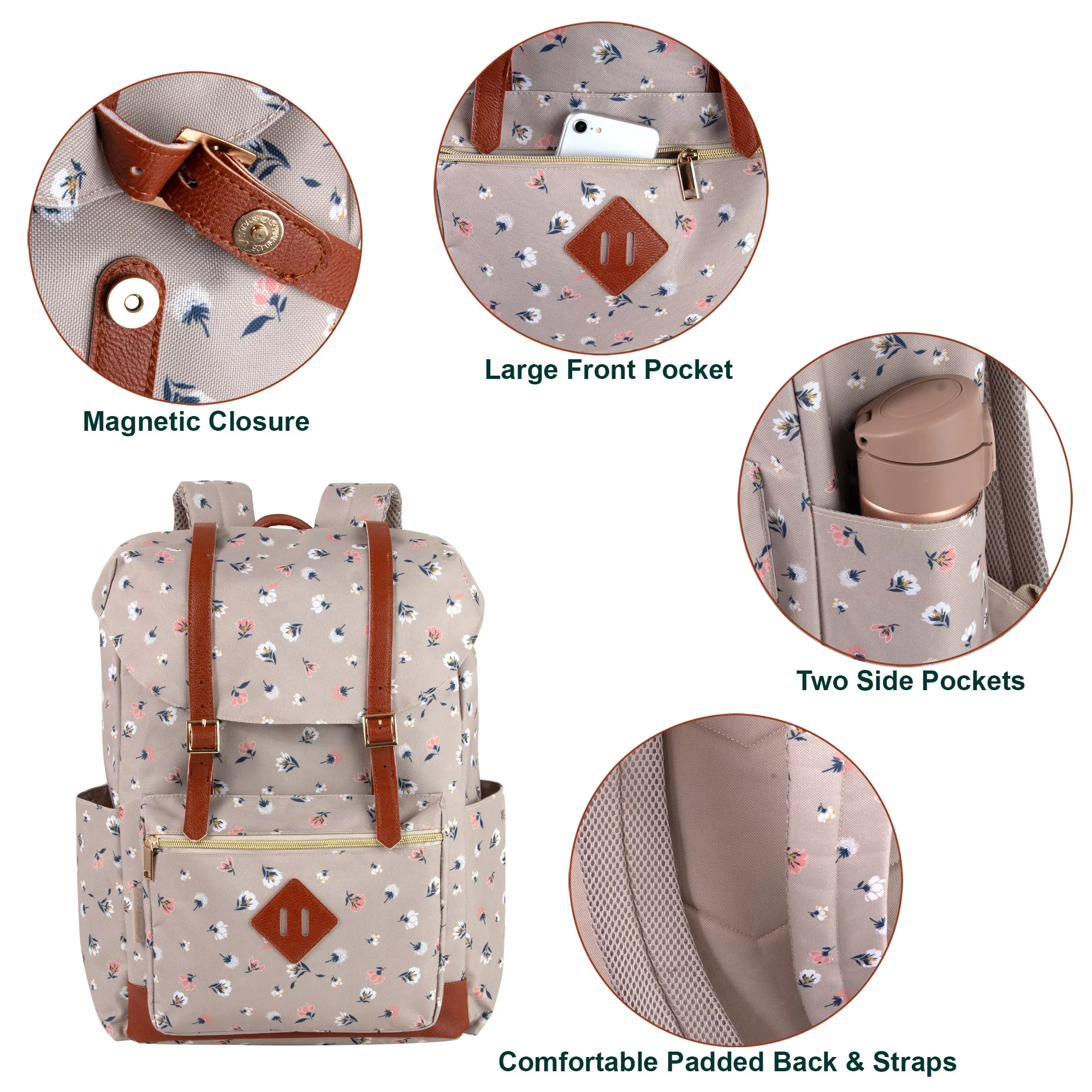 17-inch Printed Double Buckle Backpack