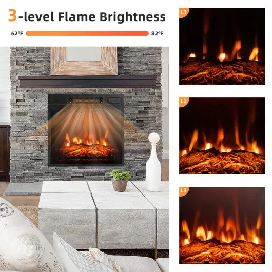 18 Inch Electric Fireplace Freestanding Wall-Mounted Heater with Adjustable LED Flame