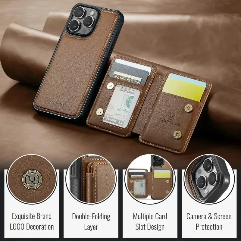 2-in-1 Detachable Magnetic Wallet Case for iPhone 16 15 14 13 12 11 Pro XS Max