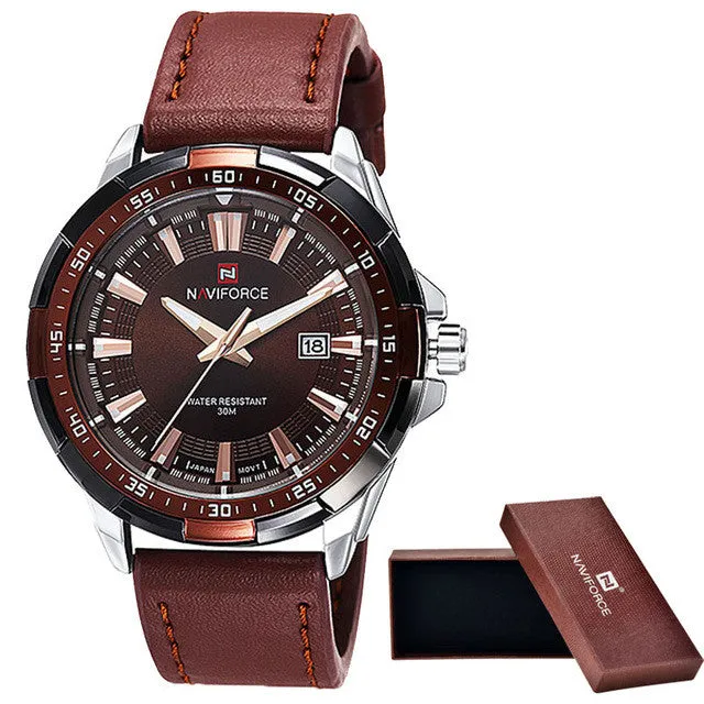 2016 NAVIFORCE Brand Men's Fashion Casual Sport Watches Men Waterproof Leather Quartz Watch Man military Clock Relogio Masculino