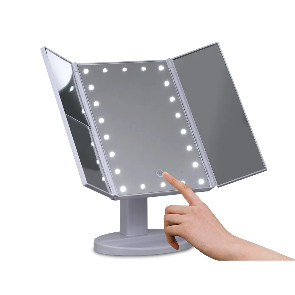 22 LED Tri-Fold Makeup Mirror w/ Magnifying & Touch - Embellir