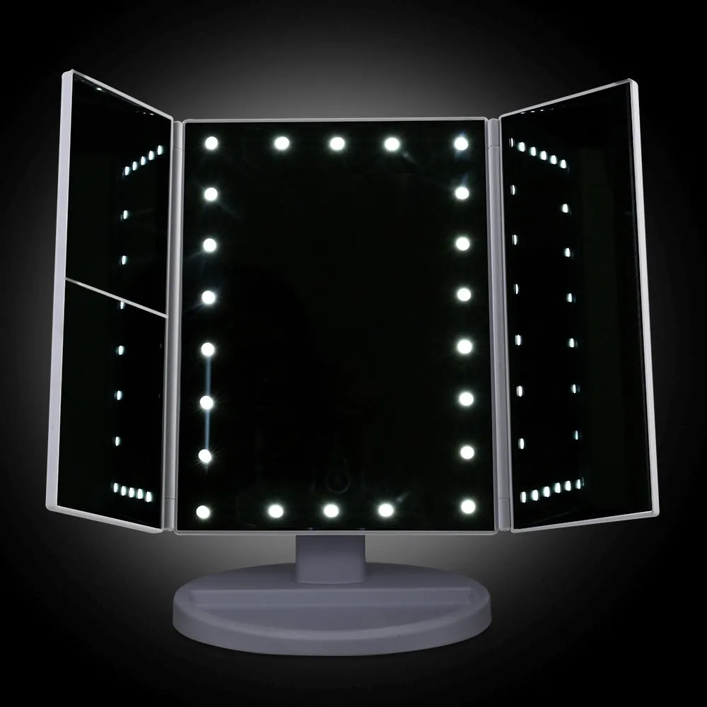 22 LED Tri-Fold Makeup Mirror w/ Magnifying & Touch - Embellir