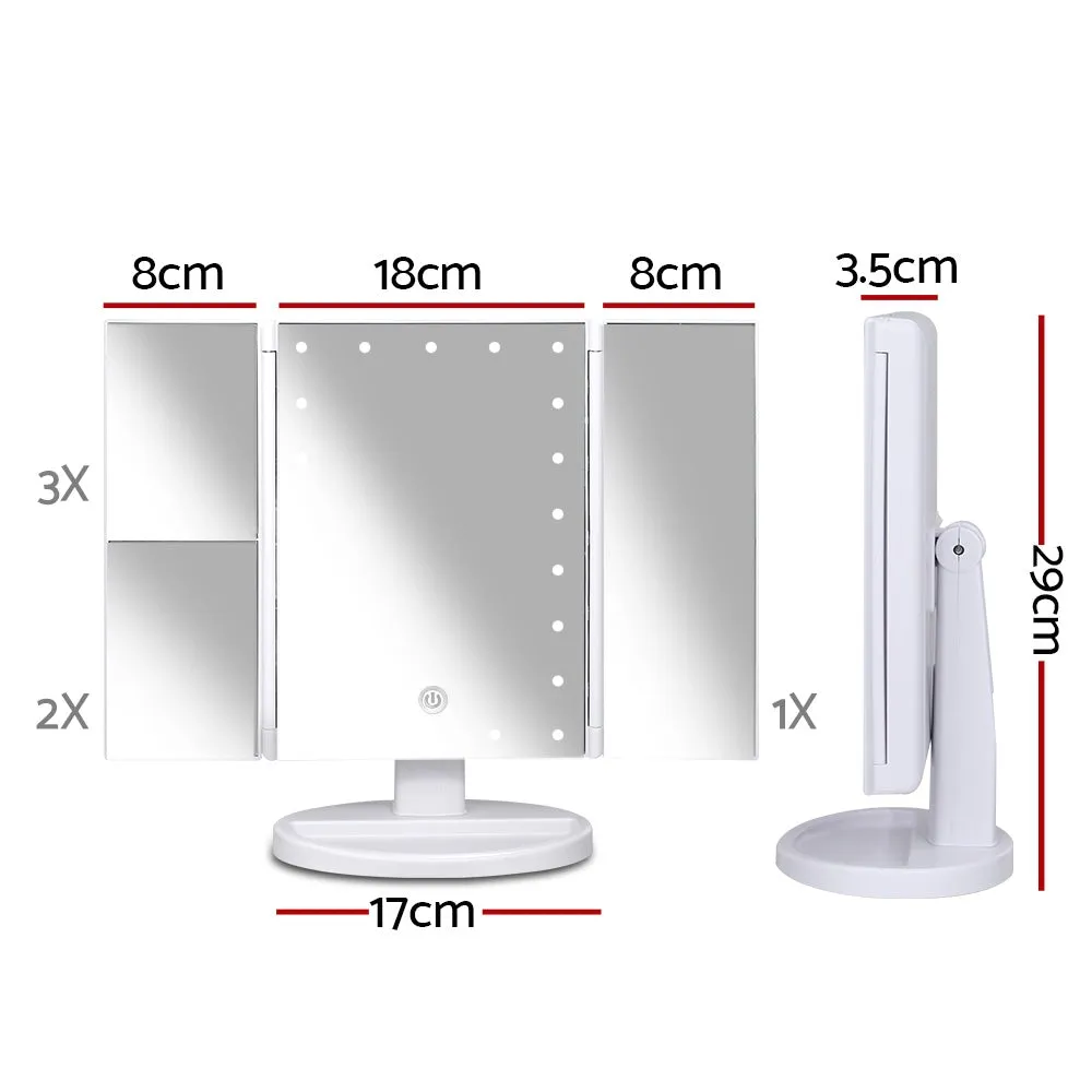 22 LED Tri-Fold Makeup Mirror w/ Magnifying & Touch - Embellir