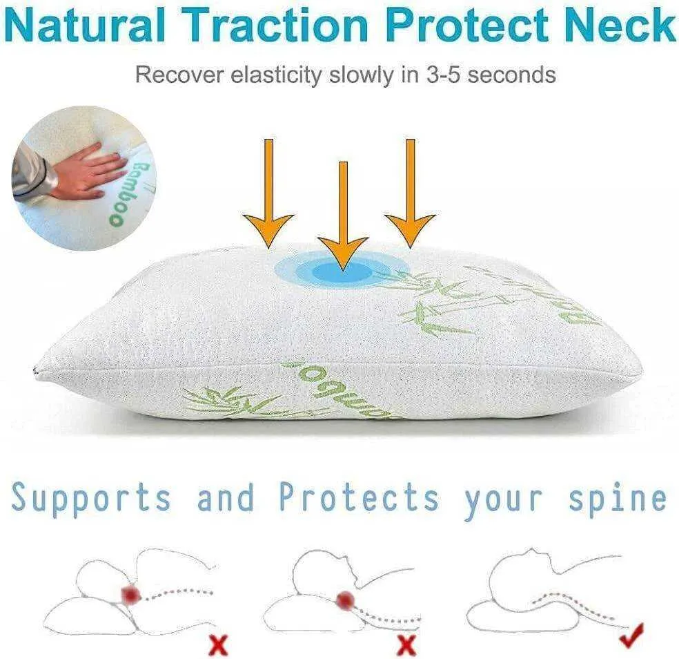 2PCS Waterproof Bamboo Pillow Protector Case Breathable Slip - Zipper Open