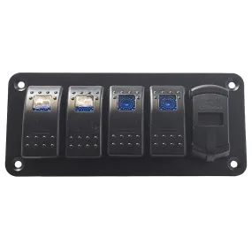 4 Switch Panel With 1x USB - 12V