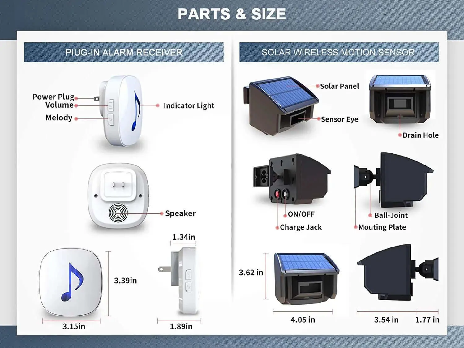 400 Meters Solar Wireless Driveway Outdoor Alarm System