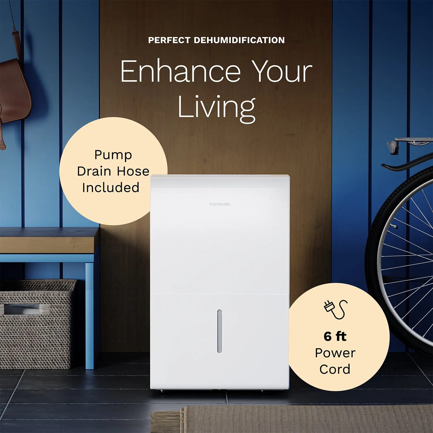 4,500 sq ft - Energy Star Wi- Fi Enabled Dehumidifier with Pump - 50 pint