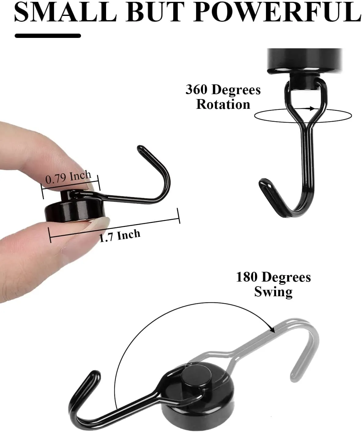 4Pcs Swivel Swing Strong Magnetic Hooks