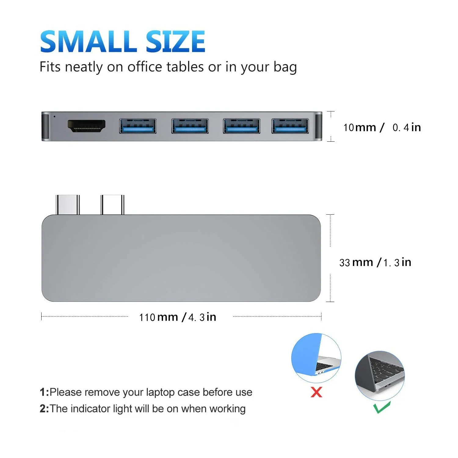 6 in 1 Hub for Apple Laptop HdmiMulti-Function Double-Headed Type-C Hub Docking Station