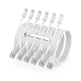 6-Pack Apple MFi Certified iPhone Charger Lightning Cable