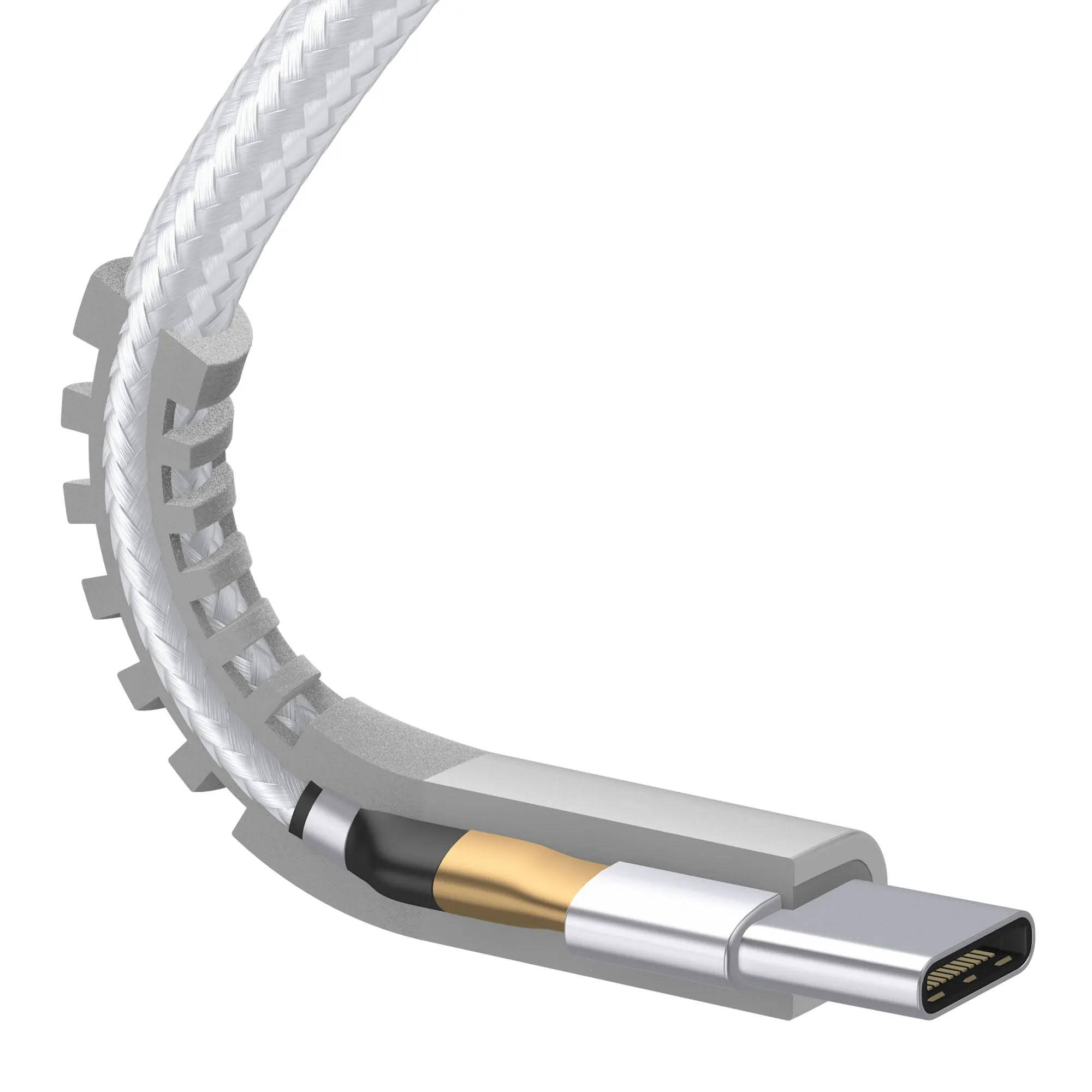 6ft Kevlar USB-C Nylon Braided Cable - Alpine White