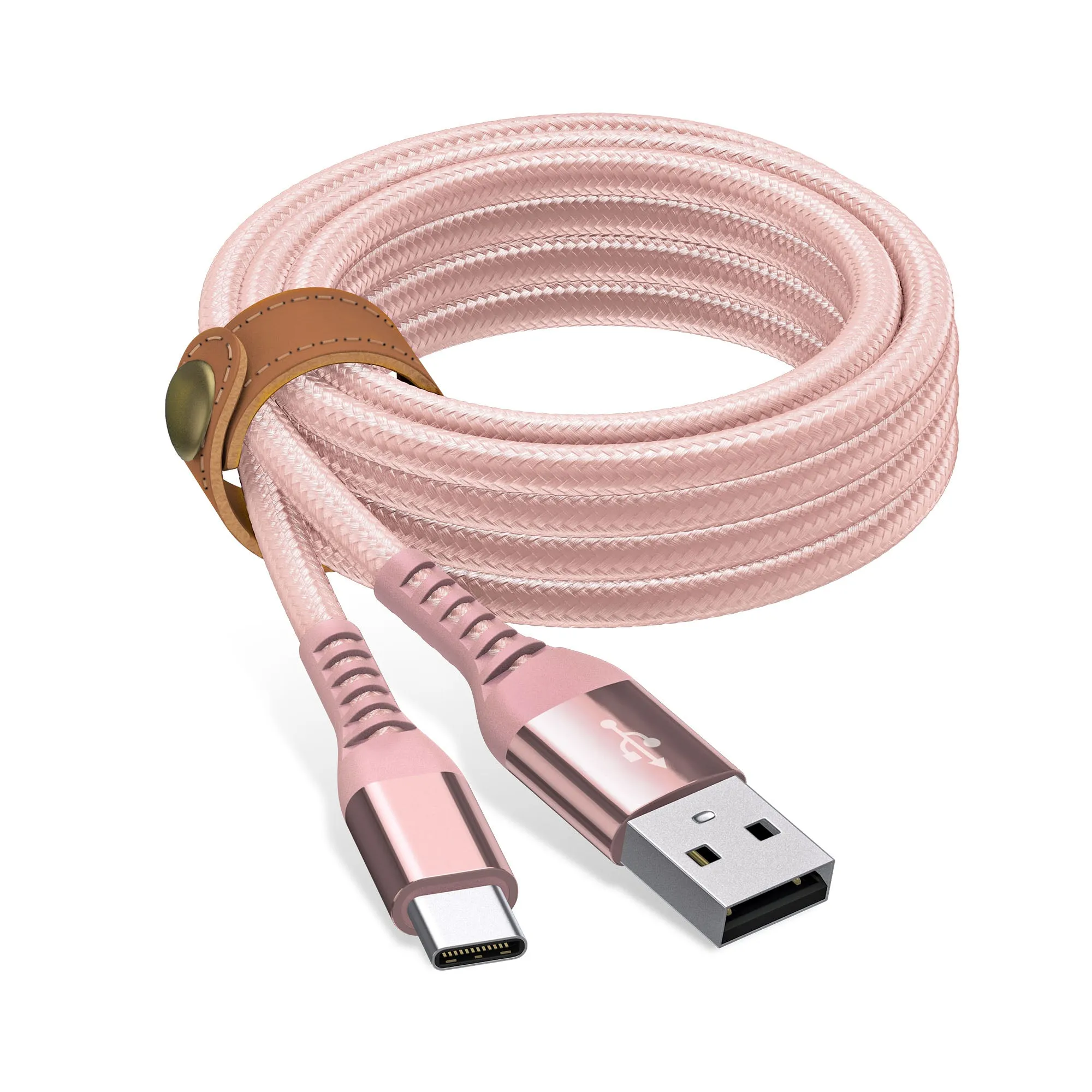 6ft Kevlar USB-C Nylon Braided Cable - Rose Gold