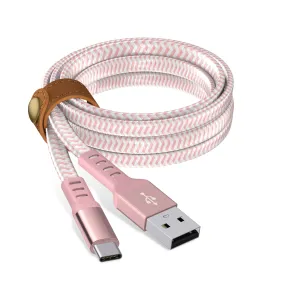 6ft Nylon Braided Flat USB-C Cable - Rose Gold