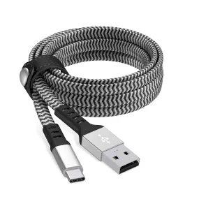 6ft Nylon Braided Flat USB-C Cable - Slate / Silver