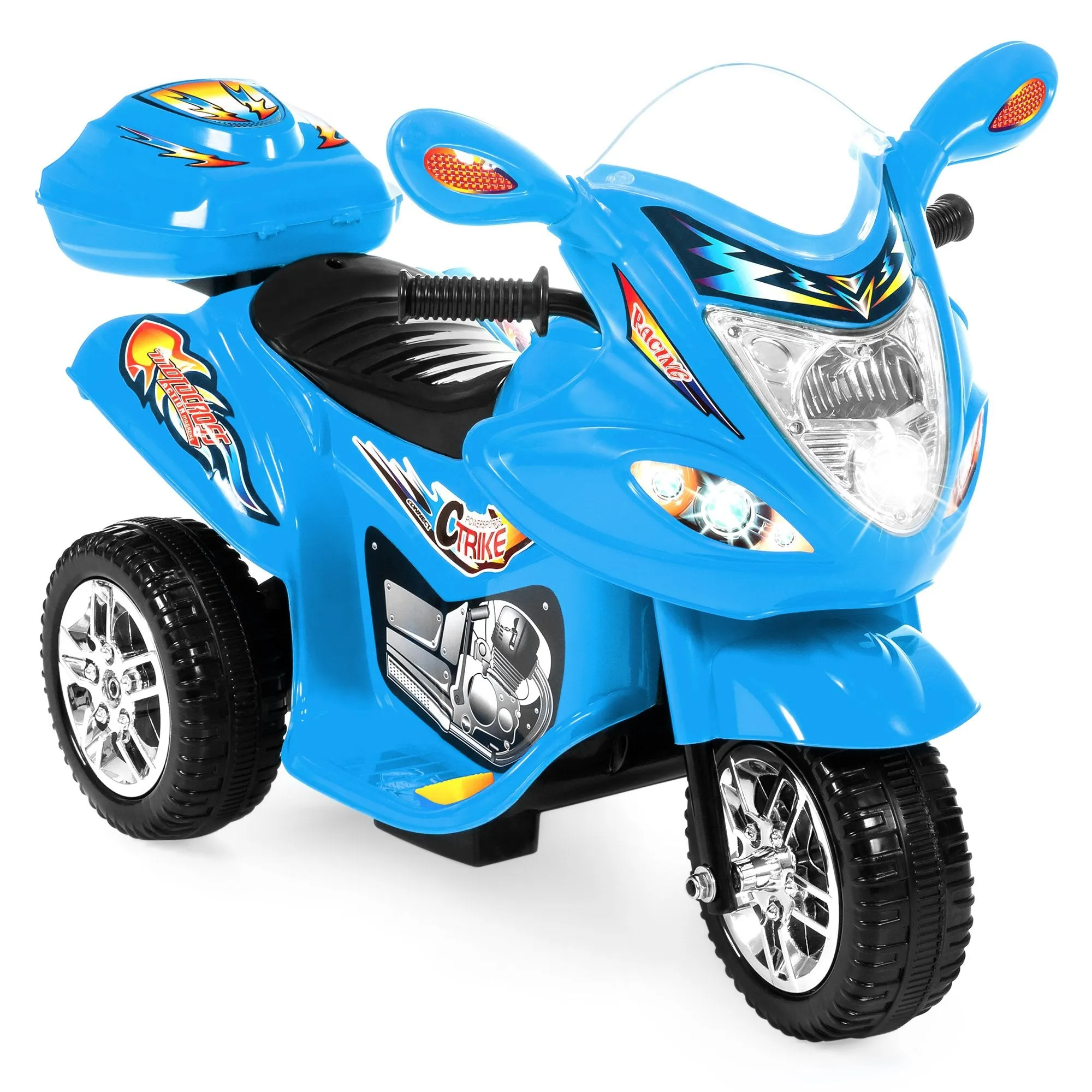 6V Kids 3-Wheel Motorcycle Ride-On Toy w/ LED Lights, Music, Storage