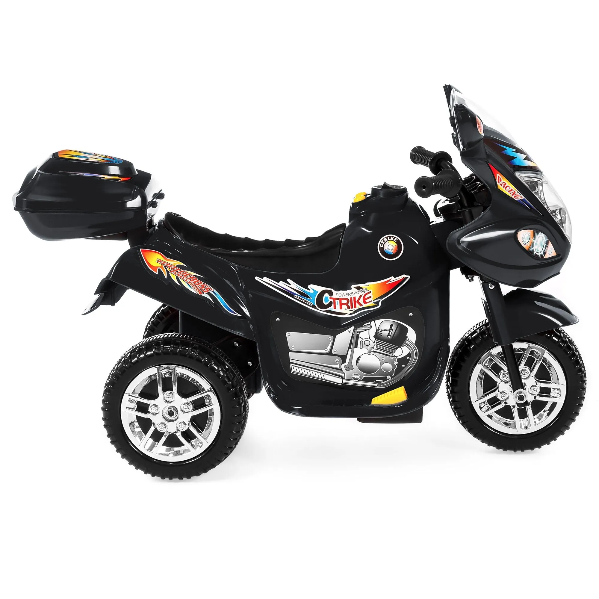 6V Kids 3-Wheel Motorcycle Ride-On Toy w/ LED Lights, Music, Storage