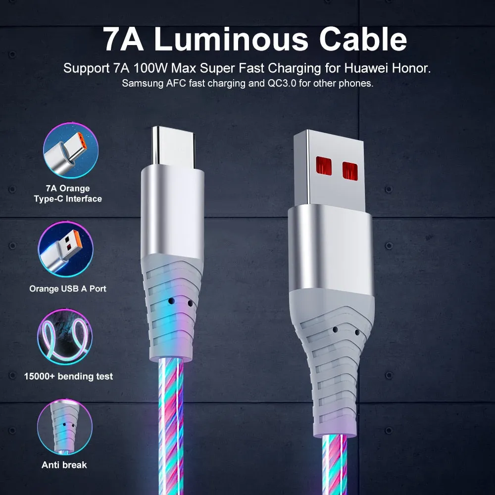 7A 100W Flow Luminous USB Type C Cable p4a