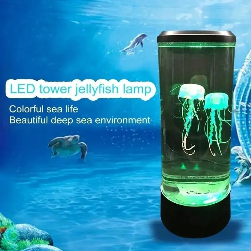 8 Inch Black Abs Led Mood Lamp With Color-changing Jellyfish Modes