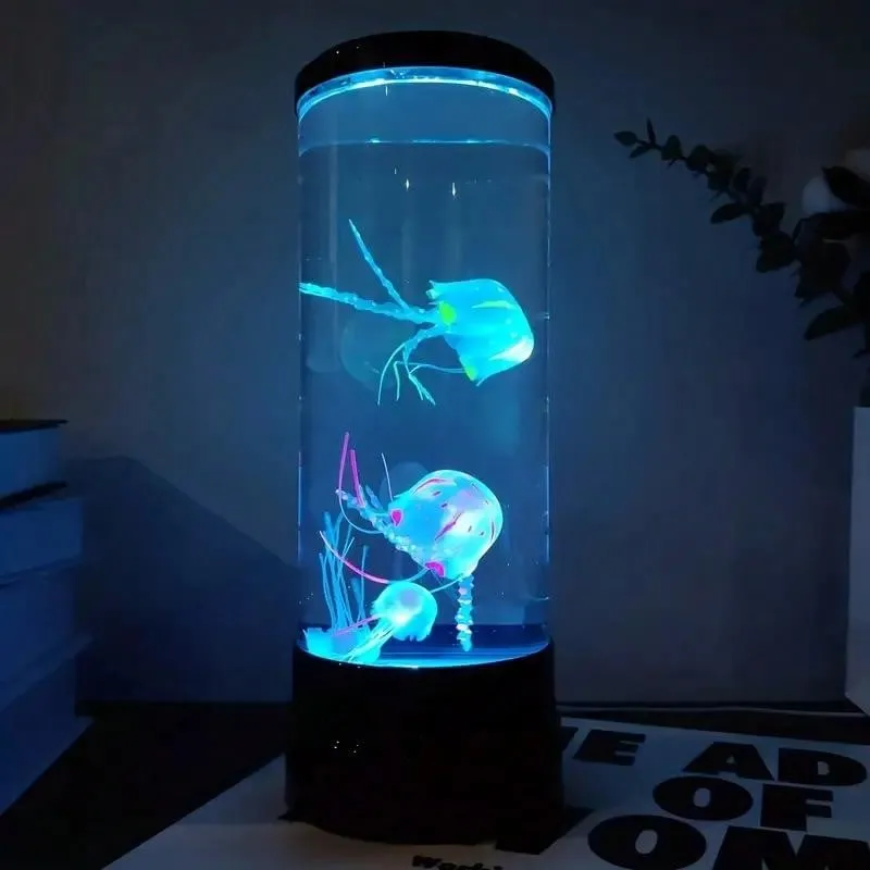 8 Inch Black Abs Led Mood Lamp With Color-changing Jellyfish Modes