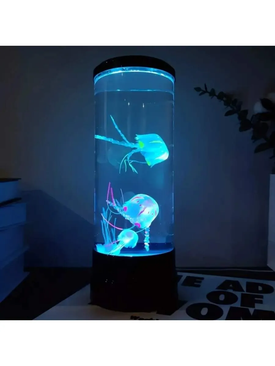 8 Inch Black Abs Led Mood Lamp With Color-changing Jellyfish Modes