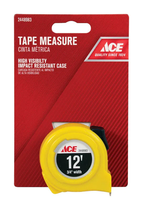 Ace 12 ft. L X 0.75 in. W High Visibility Tape Measure 1 pk