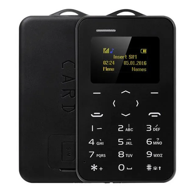 AEKU C6 Card Mobile Phone 2G 4.8mm Ultra Thin Pocket Mini Slim Card Phone 0.96 inch QWERTY Keyboard Bluetooth V2.0 Cheap Phone