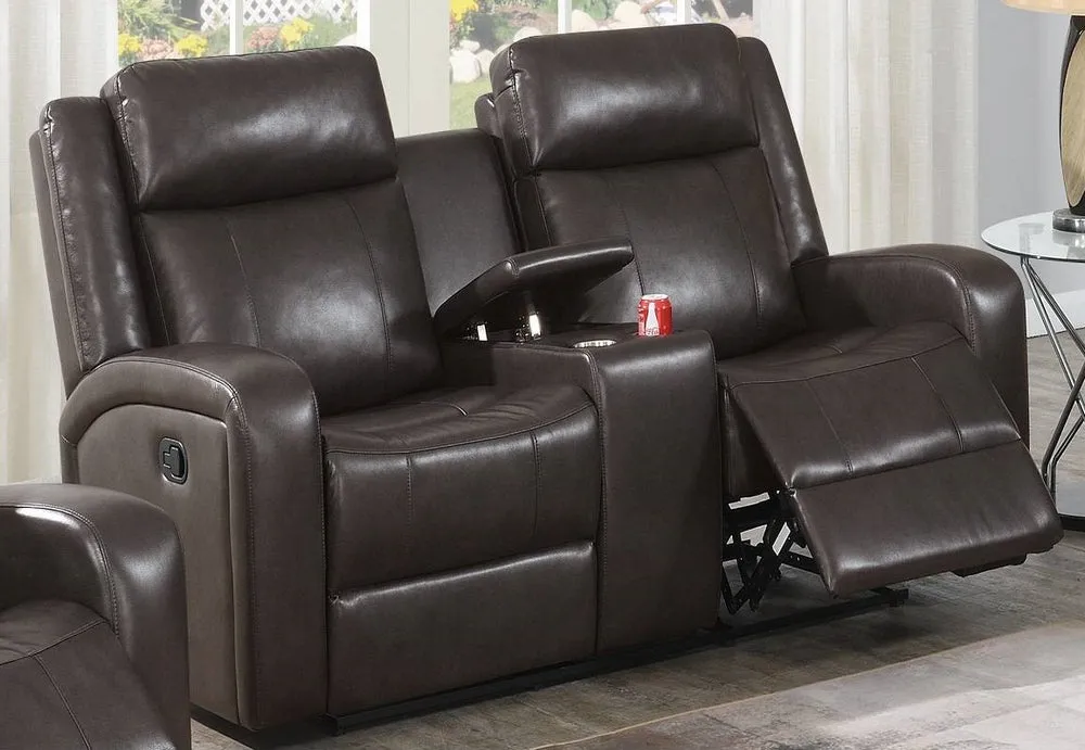 Agatha Dark Brown Gel Leatherette Power Recliner Loveseat