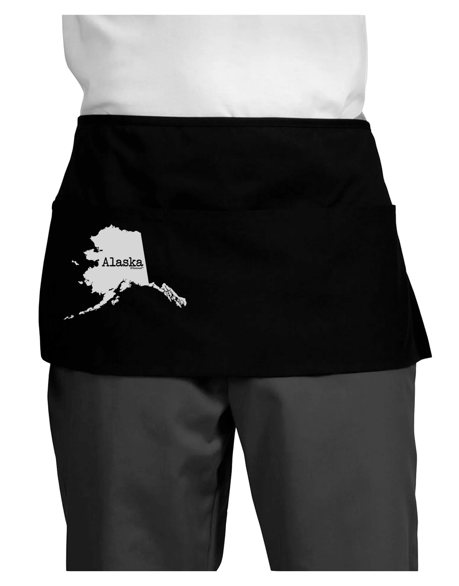 Alaska - United States Shape Dark Adult Mini Waist Apron, Server Apron by TooLoud