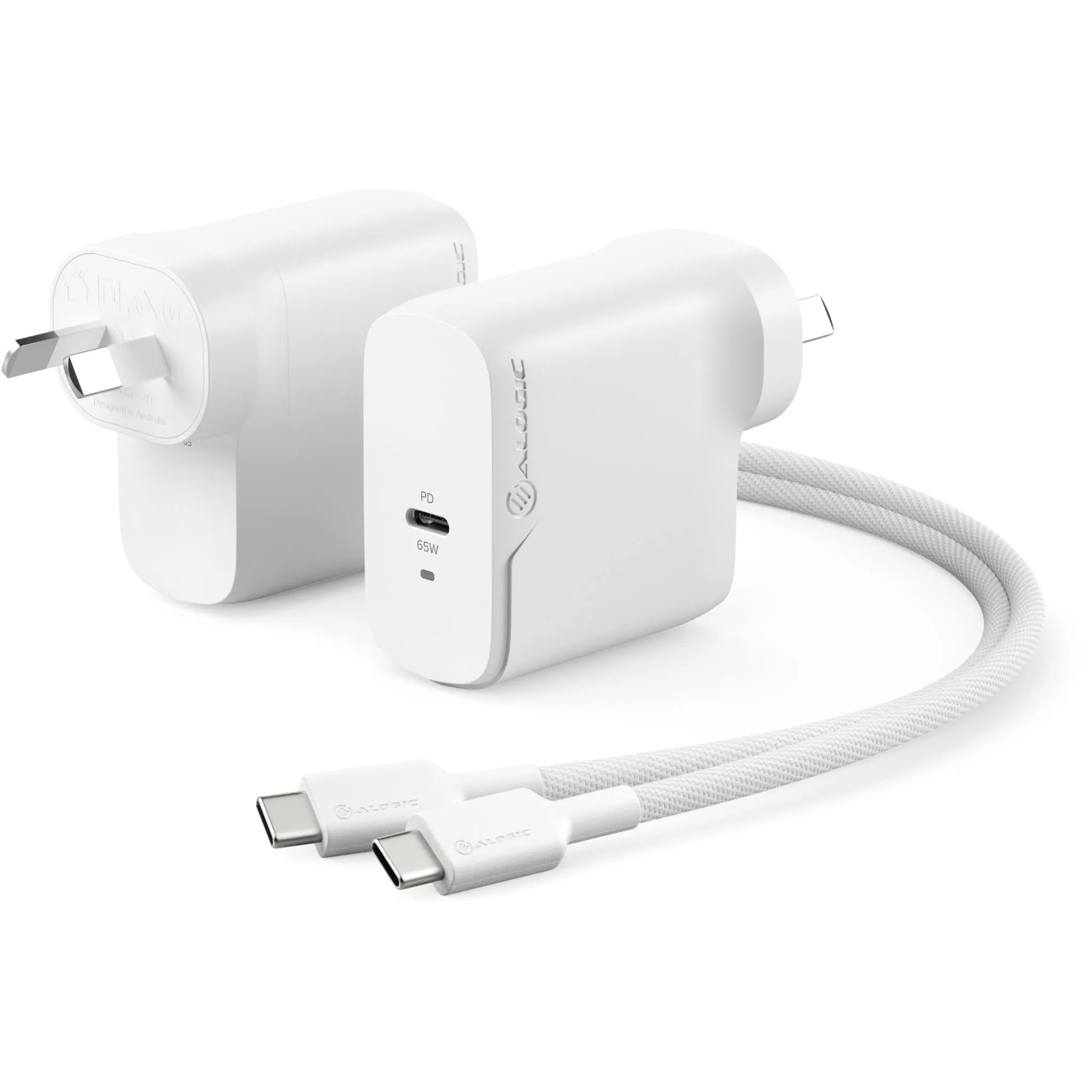 ALOGIC Rapid Power 65W GaN Wall Charger w/ 65W USB-C Charging Cable