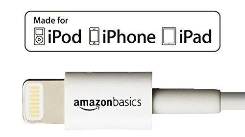 AmazonBasics Apple Certified Lightning to USB Cable - 6 feet (1.8 meters) - White