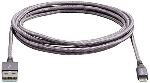 AmazonBasics Nylon Braided USB A to Lightning Compatible Cable - Apple MFi Certified - Dark Grey (6 Feet/1.8 Meter)