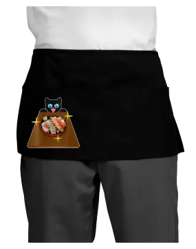 Anime Cat Loves Sushi Dark Adult Mini Waist Apron, Server Apron by TooLoud