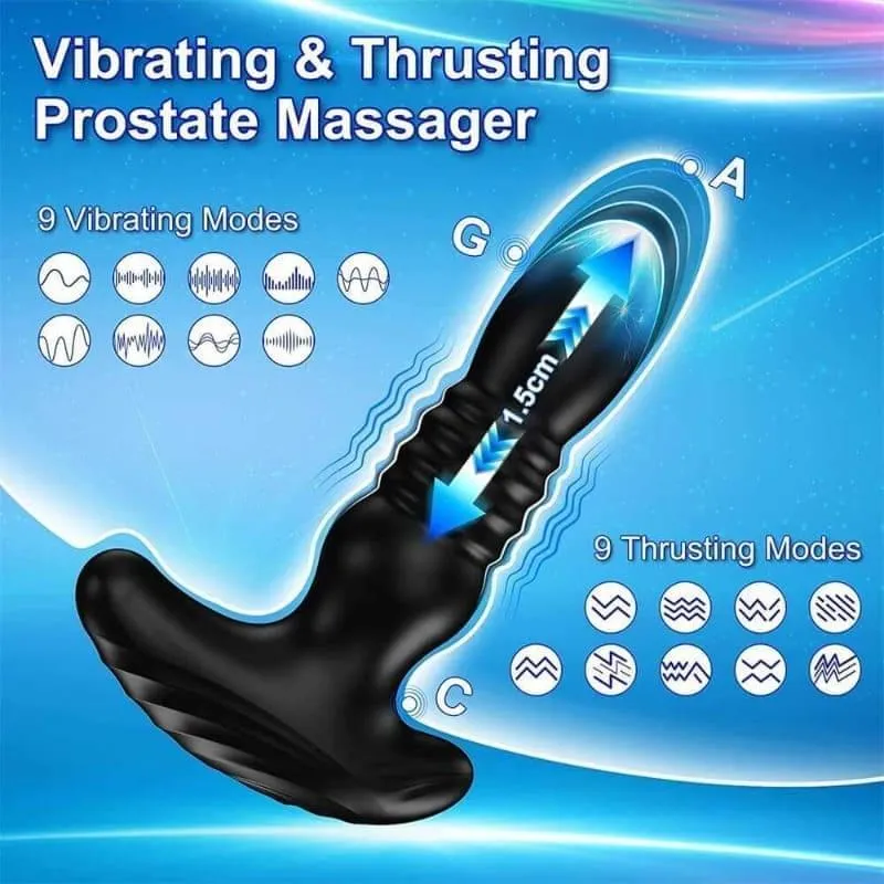 App Control Anal Plug Vibrator with 9 Thrusting & Vibrating Modes