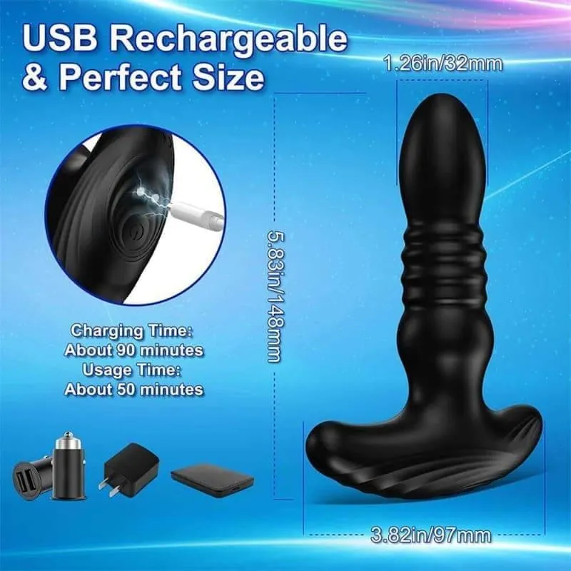 App Control Anal Plug Vibrator with 9 Thrusting & Vibrating Modes