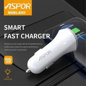 Aspor A903 2USB 3.4A Car Charger   Lightning Cable