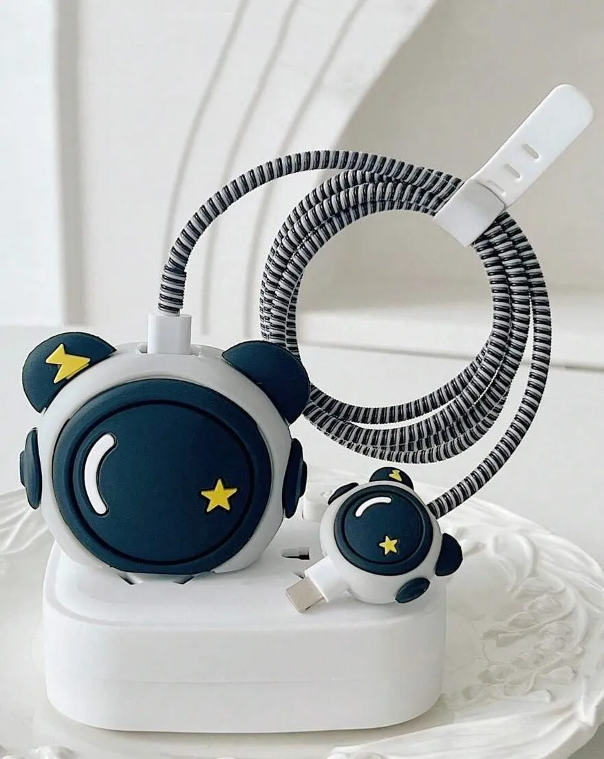 Astronaut Silicon Apple iPhone Charger Case | Lightning Charger/Cable Protector Cover for iPhone Charger- Astronaut