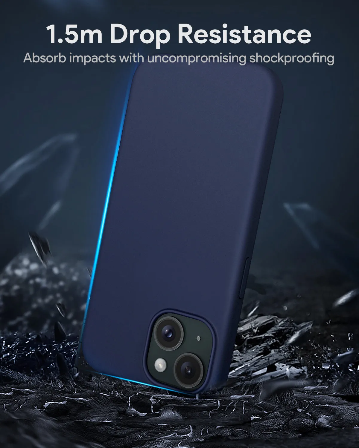 AUKEY Magnetic Hrd-Shell Phone Case  Midnight iPhone 15 Plus Blue