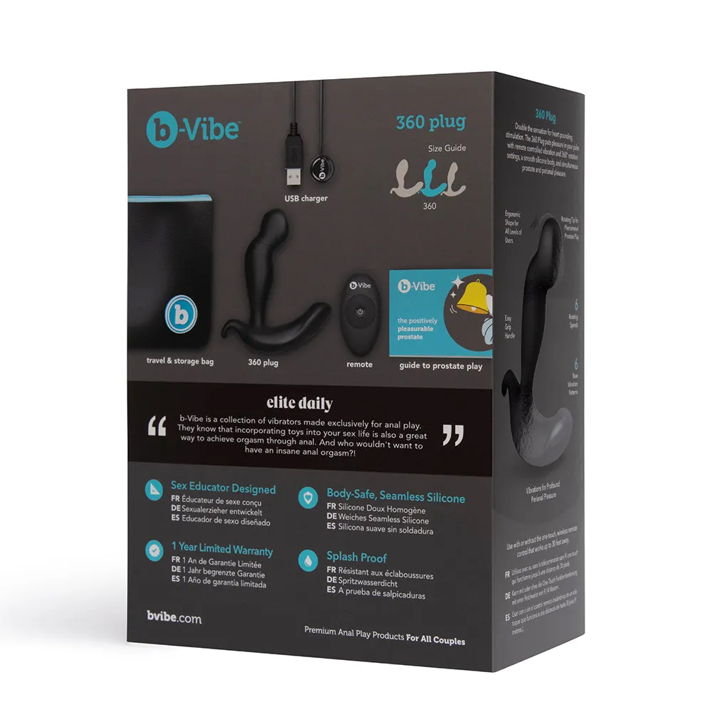 b-Vibe 360 Rotating and Vibrating Remote Control Plug Black