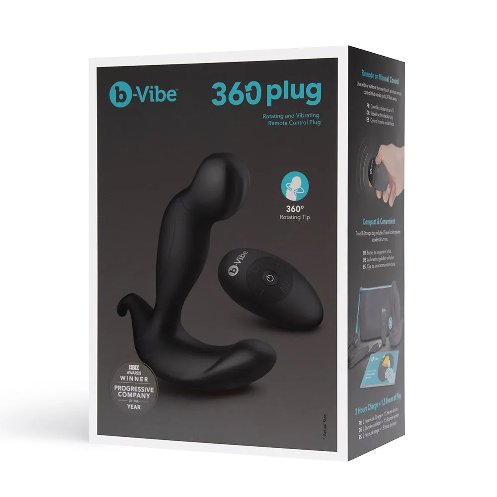 b-Vibe 360 Rotating and Vibrating Remote Control Plug Black