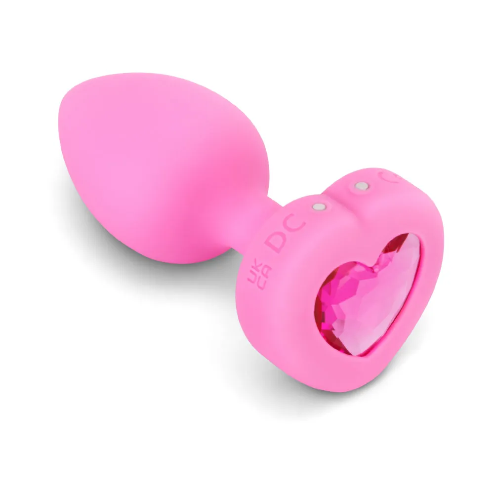 b-Vibe Vibrating Heart Anal Plug with Heart-Shaped Jewel Base S/M Pink