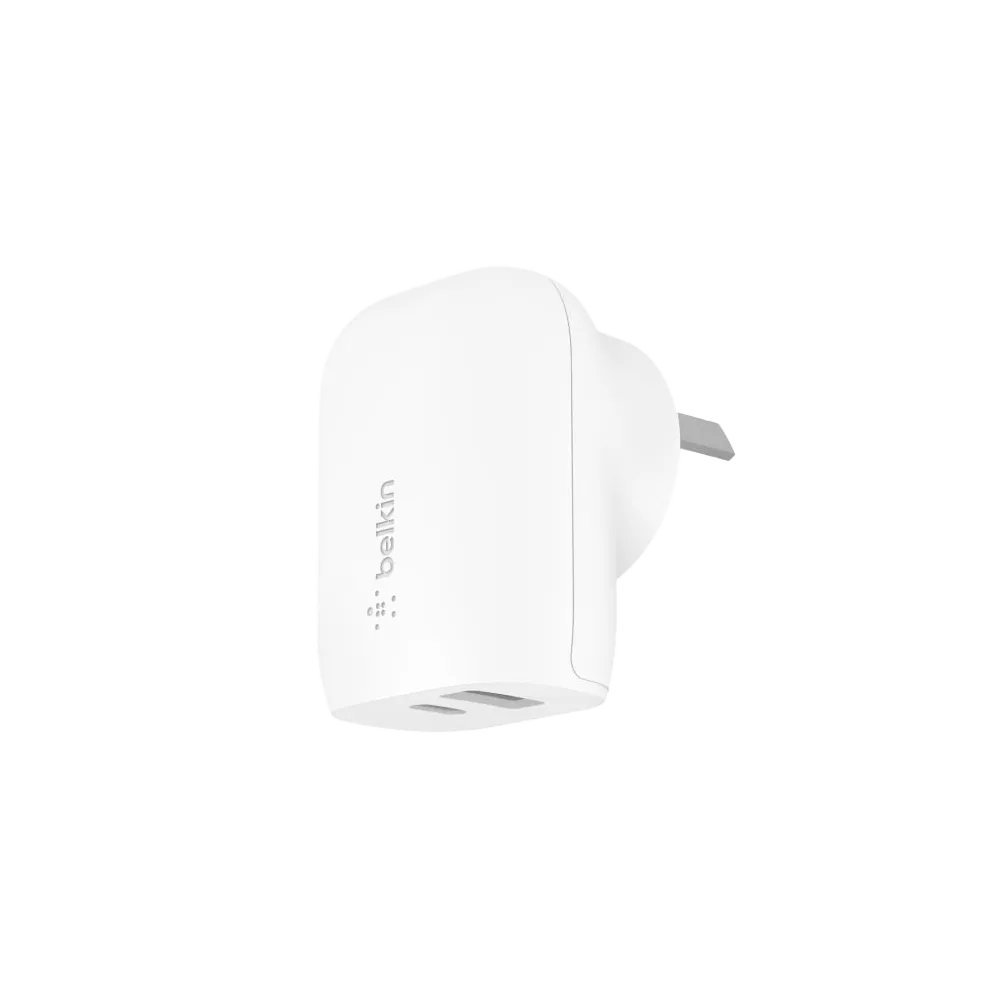 Belkin 20W USB-C PD   12W USB-A Wall Charger Universally compatible - White